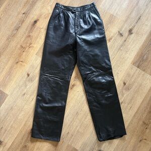 Vintage Genuine Leather Barrel Leg Pants